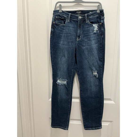 Judy Blue Boyfriend Fit Jeans 7/28 Medium Wash Distressed 5 Pocket - Picture 1 of 10